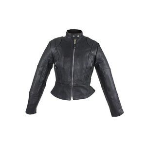 Women's Leather Jacket With Zippered Cuffs